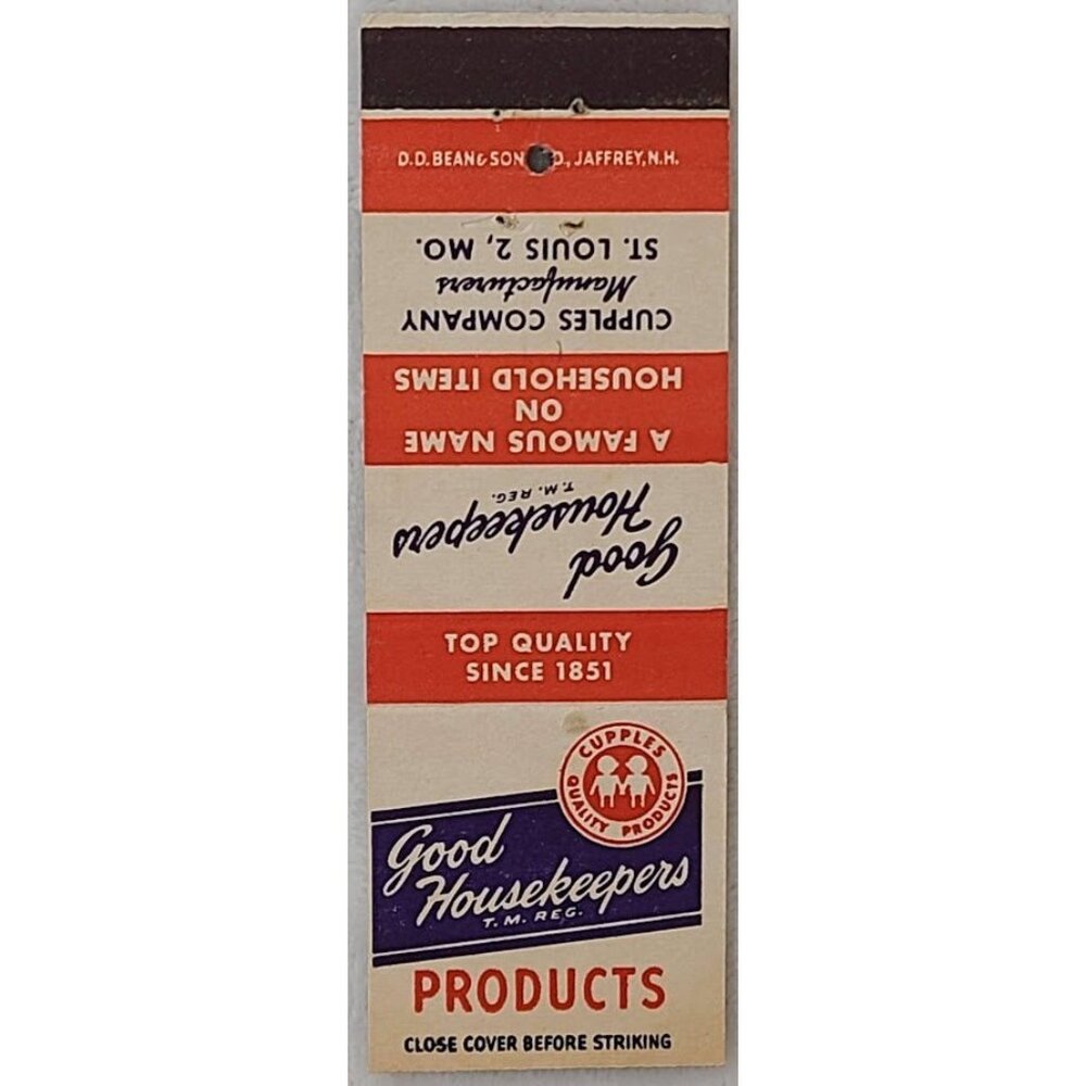 Cupples Company St Louis MO 1950s Good Housekeepers Front Strike Matchbook Cover